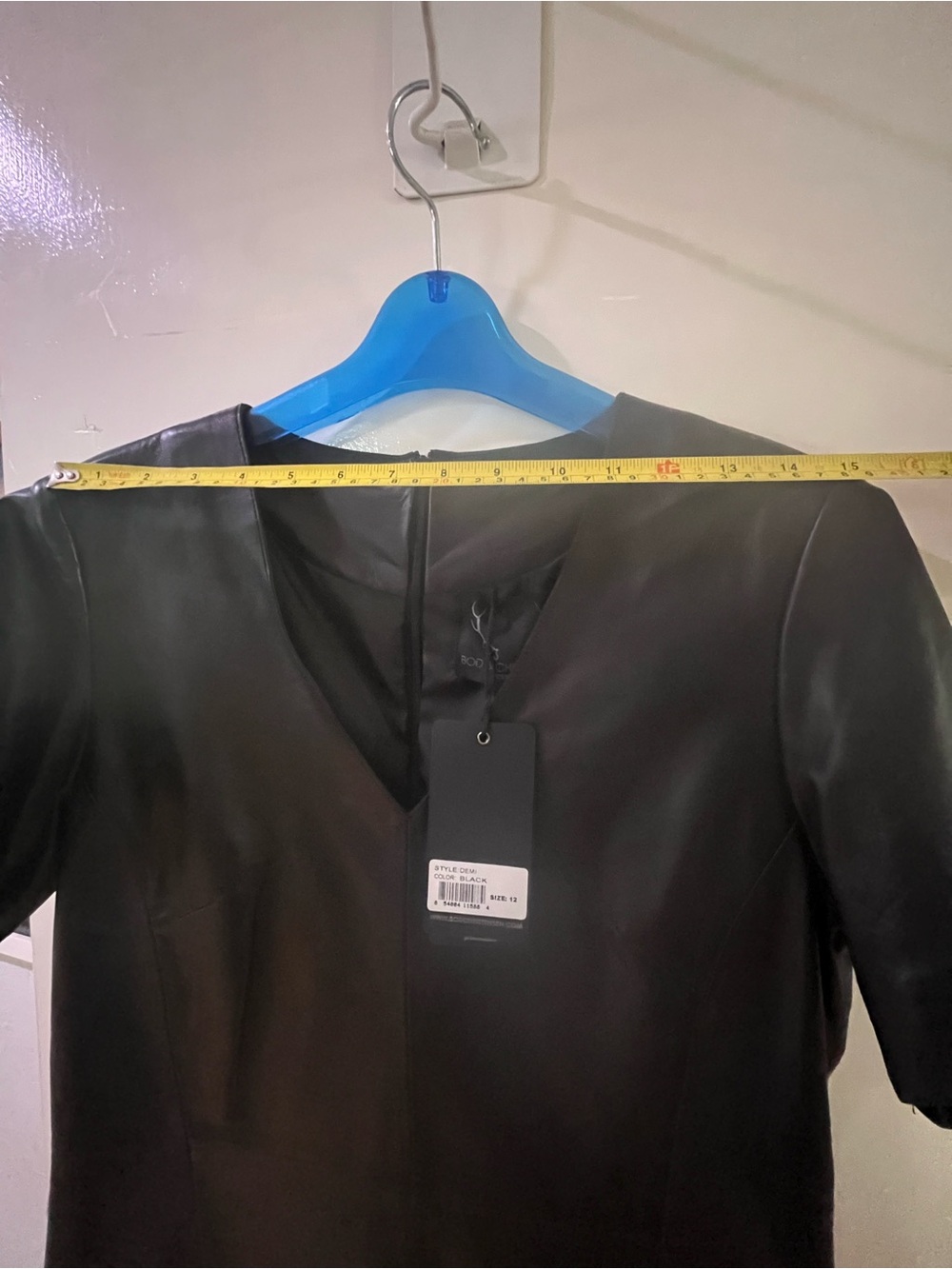 Black Leather Short-Sleeve Dress Jacket - Picture 9 of 13